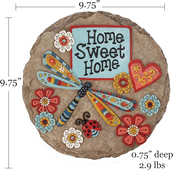 Spoontiques - Garden Décor - Home Sweet Dragonfly Stepping Stone - Decorative Stone for Garden
