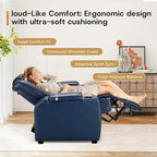 ANJ Power Home Theater Seating Set of 2, Blue Faux Leather Electric Recliner Chair with Powered Headrest, Dual Motors Movie Reclining Chairs with LED Lights,USB Port,Cup Holders, Hidden Arm Storage