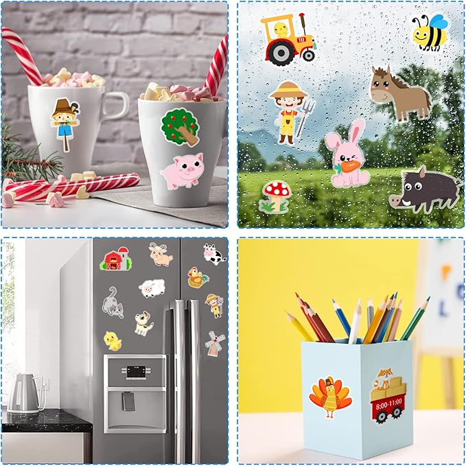 Brand Farm Animal Gel Clings Stickers for Kids, 21PCS Reusable Decals, Wall, Car, Window Decorations, Classroom, Home, Nursery, Party Supplies