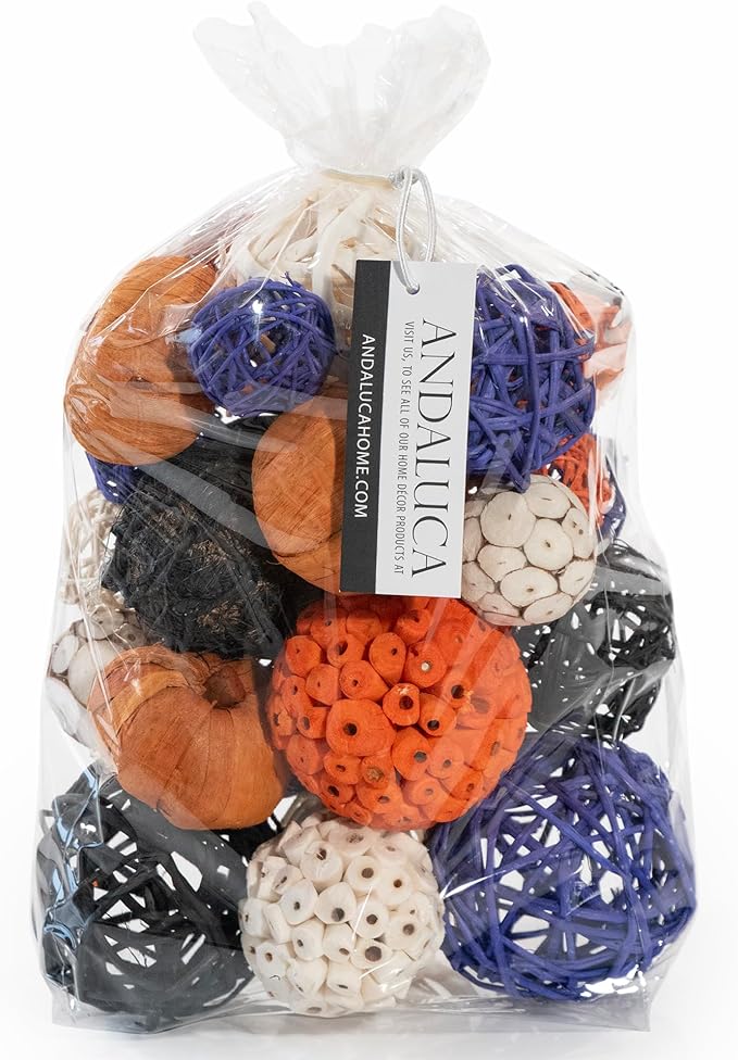 ANDALUCA Decorative Balls Halloween Bowl Filler Home Decor (Purple Orange)