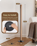 EDISHINE Wood Floor Lamp, Upgraded Dual-Sided Lighting, Minimalist Floor Lamps for Living Room, Corner Floor Lamp with Remote/Foot Control, 7CCT & Dimmable Corner Lamp for Bedroom, Office, Walnut Wood