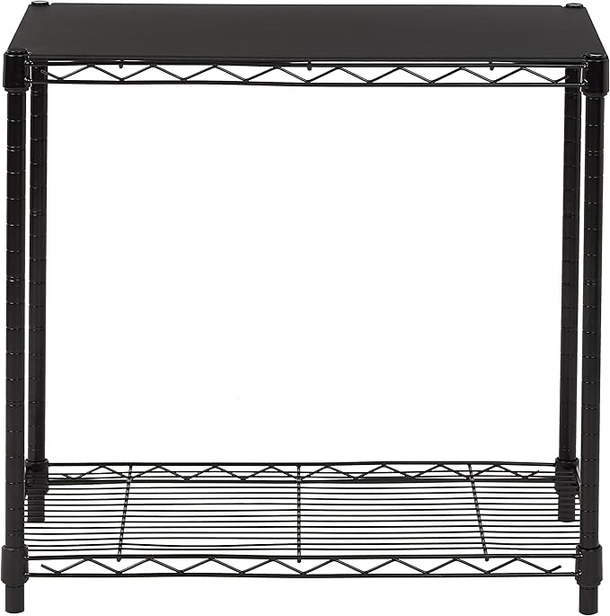 Amazon Basics 2-Shelf Stackable Storage, 13.3" D x 23.2" W x 22.2" H, Black