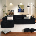 ovios 104" Cloud Sectional Couch with L-Shape Chaise,Modern Modular Sofa with Deep Seat, Upholstered Couches for Living Room Bedroom,No Assembly Required, Black (Plush Corduroy Fabric)