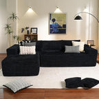 ovios 104" Cloud Sectional Couch with L-Shape Chaise,Modern Modular Sofa with Deep Seat, Upholstered Couches for Living Room Bedroom,No Assembly Required, Black (Plush Corduroy Fabric)