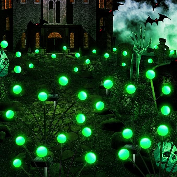 Solar Garden Lights Outdoor, 4 Pack 24LED Waterproof Solar Powered Lights for Yard Pathway Patio, Swaying Lawn Decor as Gardening Gifts for Women Holiday(4 Pack Green)