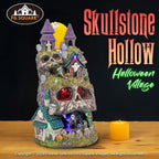 Skullstone Hollow Skull Theme Spooky Halloween Village Multi-Color LED Lights, Animated Motion and Music 7.75" x 7.5" x 13.5"