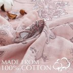 jinchan Boho 100% Cotton Muslin Twin Size 60x80 Inches Blanket Lightweight 4-Layer Quilted Soft Pink Red Floral Throw Blanket Reversible Comfy Flower Breathable All Seasons Couch Bedroom Decor