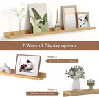 Picture Ledge Shelf for Wall, Floating Shelves Set of 4, 36 Inch Long Nursery Book Shelves for Toys Storage, Kids Bookshelf Wall Mounted for Books Photo Frames, Oak
