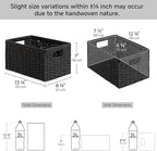 StorageWorks Pantry Baskets, Wicker Storage Baskets for Organizing, Bathroom Shelves, Pantry Organizers and Storage, Medium, Black, 2-Pack