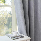 Blackout Curtains 90 Inch Length 2 Panels Set, 100% Black Out Textured Thermal Curtains, Grommet Privacy Light Blocking Drapes for Living Room Bedroom Luxury Decor(52W × 90L inch, Light Grey)