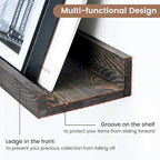 36 Inches Floating Shelves for Wall, Solid Pine Wood Picture Ledge Shelves, Wall Shelves with Lips, Nursery Book Shelves for Toys Storage Living Room Bedroom Photo Frames (2 Pcs, Grey)