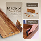 Acacia 36 Inch Extra Large Charcuterie Board with Cheese Knife Set of 4 - Acacia Wood Serving Tray with Handles, Long Charcuterie Board, Large Charcuterie Boards for Party, Wooden Cheese Board