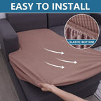 hyha Waterproof Sectional Couch Covers, Non Slip Sofa Couch Cushion Covers L Shape, Thick Stretch Jacquard Fabric, Washable Sofa Slipcovers with Elastic Bottom (1 Piece for Chaise XL, Camel)