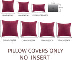 Fancy Homi 2 Packs Burgundy Red Decorative Throw Pillow Covers 18x18 Inch for Living Room Couch Sofa, Boho Farmhouse Home Decor, Soft Corss Corduroy Patchwork Textured Square Cushion Case 45x45 cm