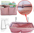 2-Pack Bedside Caddy Bedside Hanging Storage Basket Multi-Function Organizer Caddy for Bunk and Hospital Beds Dorm Rooms Bed Rails, Can be Placed Glasses Books Mobile Phones（2 pcs pink）