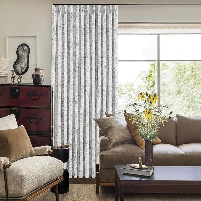 Pinch Pleated Vintage Floral Curtains - Room Darkening Drapes for Bedroom Living Room.2 Panels,52 Inches Wide 106 Inches Long