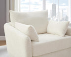 360° Swivel Accent Armchair, 39.3" Oversized, Sherpa Boucle Fabric Sofa Chair with Removable Back & Arm Pillows, Swivel Chair with Cozy Soft Padded, No Assembly Required (1, Cream White)