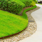 Worth Garden 6-Pack Cor-Ten Steel Landscape Edging with Black Protection Strips - Rust Patina Finish 40" L x 5.5" H (20Ft Total) - Hammer-in 14-Gauge Metal Corten Lawn Yard Edging Border w/ 7 Clips