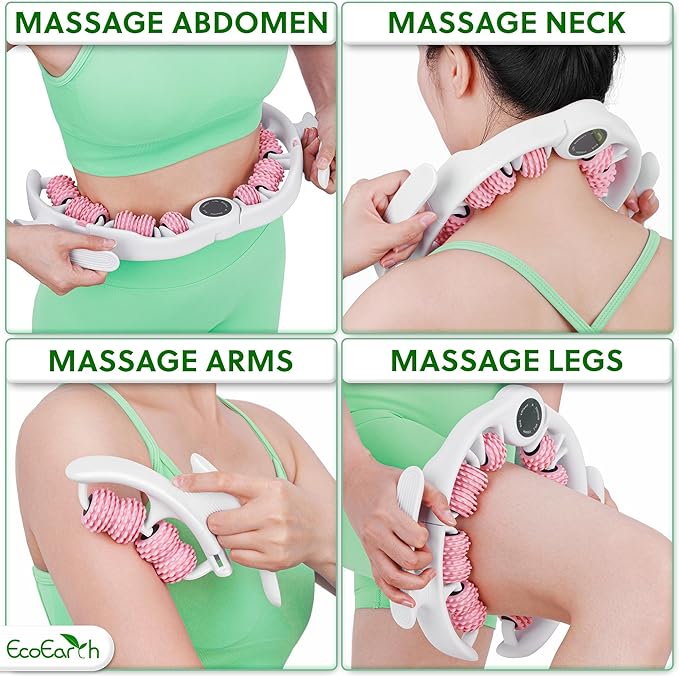 EcoEarth Cellulite Massage Roller - Handheld Fascia Massager with Detachable Handles - Anti Cellulite Tool for Legs, Thighs, Buttocks & Belly - Deep Tissue Muscle Roller for Lymphatic Drainage