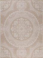 Medallion Outdoor Rug 9x12 Washable Outside Carpet for Indoor Patio Porch Waterproof Easy Cleaning Non Shedding Area Rugs Beige 9 x 12