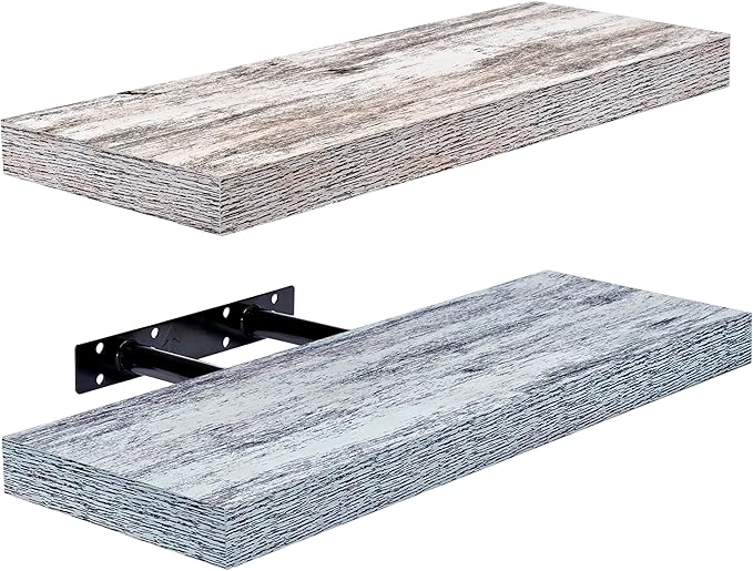 Sorbus Floating Shelves - 2 Pack 16 Inch Rustic & Blue Wall Shelves for Bedroom, Kitchen, Living Room, Bathroom Shelves, Home Decor, Office - Floating Shelf for Trophy, Books, Frames, Toilet Paper