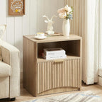 Fluted Nightstand Set of 2 - Natural Oak