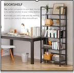 4NM No Assembly Foldable Bookshelf, 5-Shelf Collapsible Bookcase Storage for Small Spaces, 62.2" H, All Black