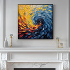 Framed Blue Modern Abstract Wall Art, Minimalist Large Canvas Paintings Artwork for Walls, Blue Yellow Art Prints Pictures for Living Room, Hallway, Bedroom, Office, Bathroom Wall Decor -24x24 Inch