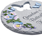 Let's Make Memories Personalized Garden Décor - Custom Garden Stone - Indoor/Outdoor - for Mom or Grandma - for Her - Engraved - Durable Resin - Butterfly Stone