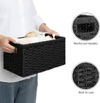 StorageWorks Pantry Baskets, Wicker Storage Baskets for Organizing, Bathroom Shelves, Pantry Organizers and Storage, Medium, Black, 2-Pack