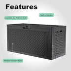 100 Gallon Deck Box Large Outdoor Storage for Patio Furniture,Outdoor Cushions,Garden Tools and Pool Supplies,Waterproof,Resin,Lockable(Black Lozenge)