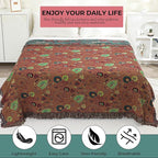 Boho Fall Throw Blanket for Bed，100% Ultra Cotton Soft Breathable Bed Throw Floral Printed Farmhouse Decor Rustic Bed Throws for Couch Sofa Quilt 80" x 90"