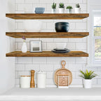 Sorbus Floating Shelves for Wall - 48 Inch Long Bathroom Shelves, Wall Decor for Bedroom, Kitchen, Living Room & Book Storage - Mounted Floating Shelf with Invisible Brackets (Rustic Brown, 2 Pack)
