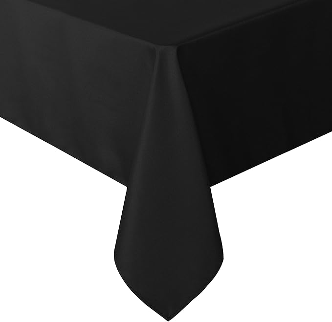 sancua Rectangle Tablecloth - 54 x 108 Inch - Stain and Wrinkle Resistant Washable Polyester Table Cloth, Decorative Fabric Table Cover for Dining Tables, Buffet Parties and Camping, Black