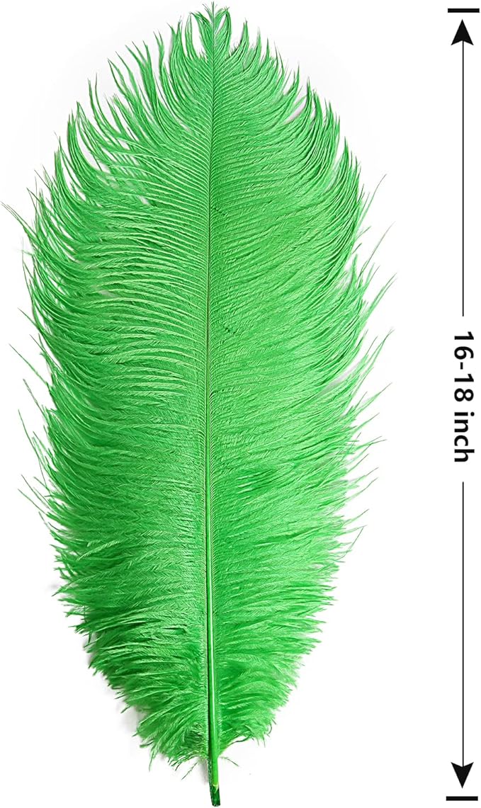 THARAHT Green Ostrich Feathers 12pcs Large Natural Bulk 16-18Inch 40cm-45cm for Wedding Party Centerpieces Mardi Gras and Home Decoration Feathers
