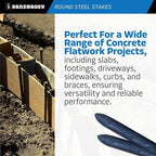 Sandbaggy Round Steel Concrete Form Stakes with Nail Holes - Rust Resistant Coating - Removable, Reusable (80, 3/4 in X 12 in)