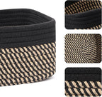 Small Storage Baskets for Organizing | Closet Organizer Bins | Shelf Toy Basket | Woven Rope Baskets | Cube Decorative Box | Shallow Basket | 11.5x7.5x4.7” | 4 Packs Black Brown