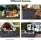 OLANLY Outdoor Rug 8x10 ft Waterproof, Outdoor Plastic Straw Rug with Geometric Pattern Clearance, Reversible RV Mat for Patio, Camping, Balcony, Deck, Backyard, Black & Grey