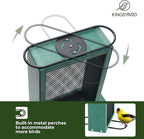 Kingsyard Metal Mesh Bird Feeder for Outdoors Hanging, Finch Feeder for Nyjer/Thistle, Sliding Mesh & Built-in Perch, Recycled Plastic, Green