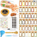 Spice Jars with Labels, 35 Pcs 4 oz Glass Spice Jars with Bamboo Lids, Minimalist Stackable Airtight Spice Containers with 426 labels for Home Kitchen, Pantry, Spice Cabinet, Drawer, Rack