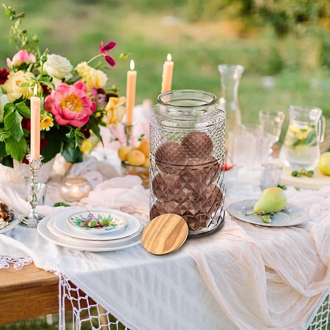 Large Glass Storage Jar, Glass Food Storage Containers with Bamboo Lid, Kitchen Containers Cereal Canisters Decorative Jar for Candy Snack Cookies Coffee Tea Nuts Airtight Glass Jars (Extra Large)