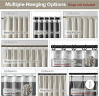 132 Inch Blackout Curtains Panels Set,Linen Textured Custom Curtains High Ceiling to Floor Rod Pocket Back Tab Farmhouse Dark Out Window Drapes for Living Room 11ft Length,Natural Birch/Ivory