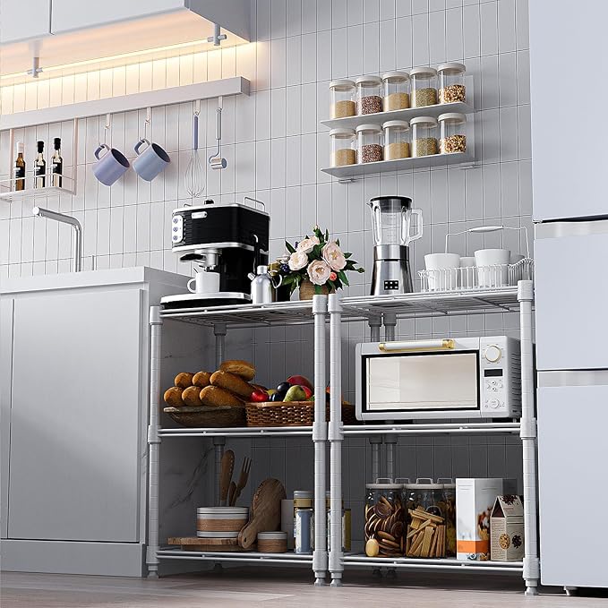 450 lbs Wire Storage Shelving 3-Tier Utility Shelving Unit Steel Organizer Wire Rack for Home,Kitchen,Office,White (11.8" D x 17.7" W x 26.4" H)
