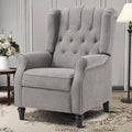 EBELLO Pushback Recliner Chair, Fabric Armchair Push Back Recliner with Rivet Decoration, Mid Century Wingback Accent Chair for Living Room, Bedroom, Grey