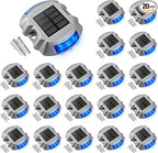 VOLISUN Solar Deck/Dock Lights, 20-Pack Led IP67 Waterproof Outdoor Warning Step Lights for Driveway Sidewalk Garden Pathway Yard (Blue)