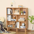 LEYAOYAO Wooden 5 Cube Bookshelf - Natural Wood Storage Organizer
