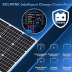 SOLPERK Solar Panel Kit 50W 12V, Solar Battery Trickle Charger Maintainer with Upgrade Waterproof Controller for Boat Car RV Motorcycle Marine Automotive (Without Mounting Bracket)