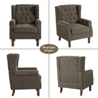 Lumibee High Back Accent Chair,Upholstered Wingback Armchair with Solid Wood Legs for Small Spaces,Comfy Single Sofa Chair for Living Room,Bedroom,Office-Taupe