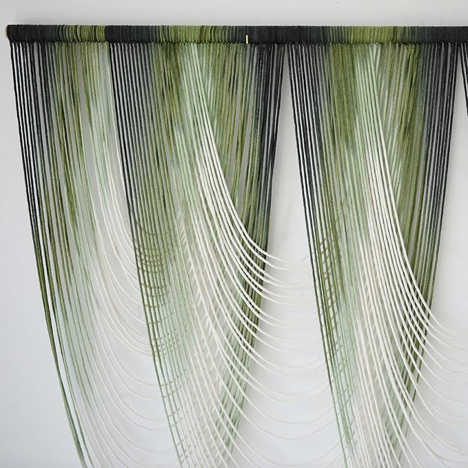 Macrame Wall Hanging Dip-Dyed Large Macrame Wall Decor Yarn Tapestry 57" W x 41" L For Headboard Bedroom Living Room Boho Fiber Home Art