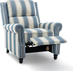 UIXE Pushback Recliner Chair Push Back Accent Chair, Fabric Overstuffed Armchair for Living Room, Rivet Trim Club Chair Home Theater Single Sofa Bedroom Reading Seat - Stripe Navy